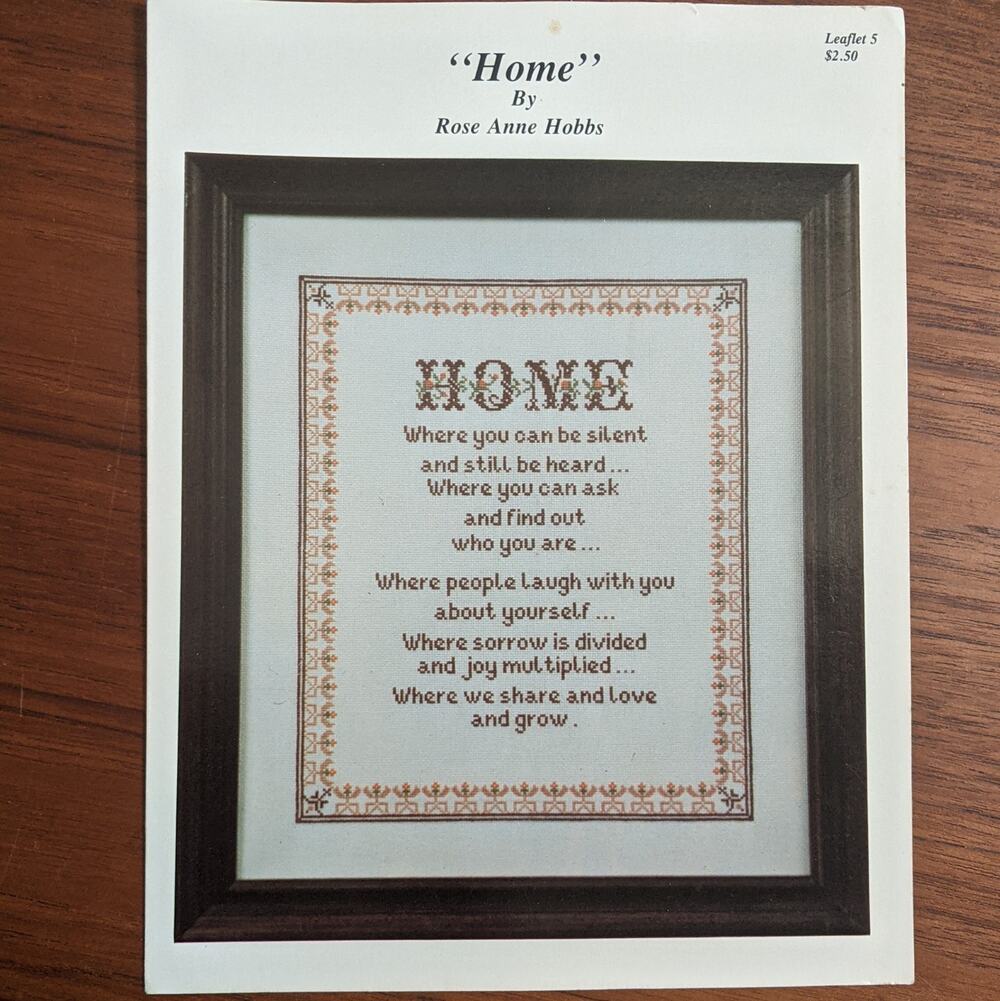 Home by Rose Anne Hobbs Cross Stitch Pattern Bklet 1977
